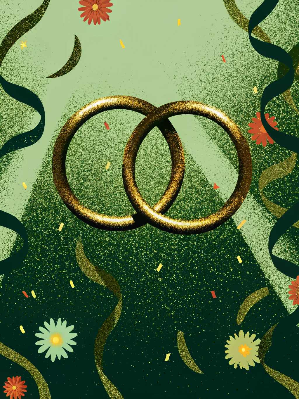 Interlocking rings — anniversary party invitation design