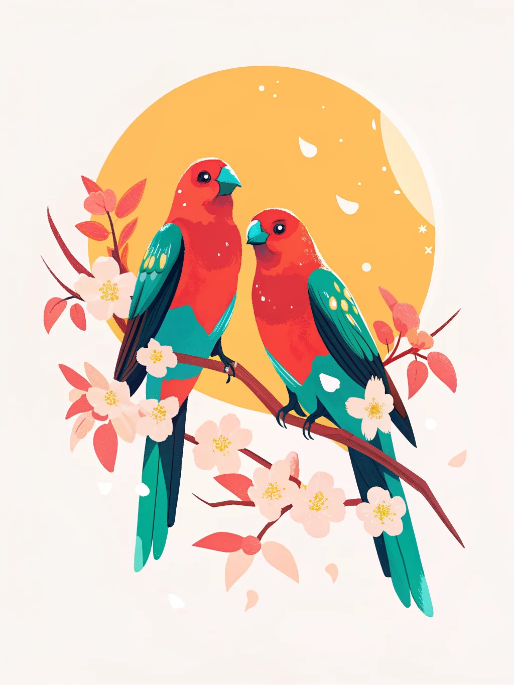 Songbirds on a branch — anniversary party invitation design