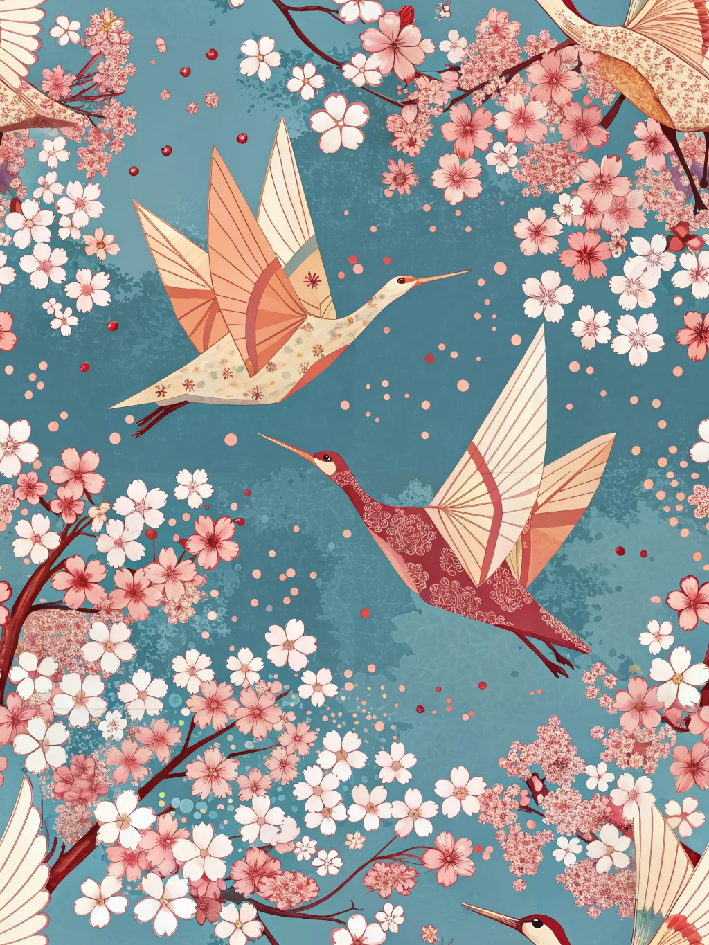 Origami cranes — anniversary party invitation design