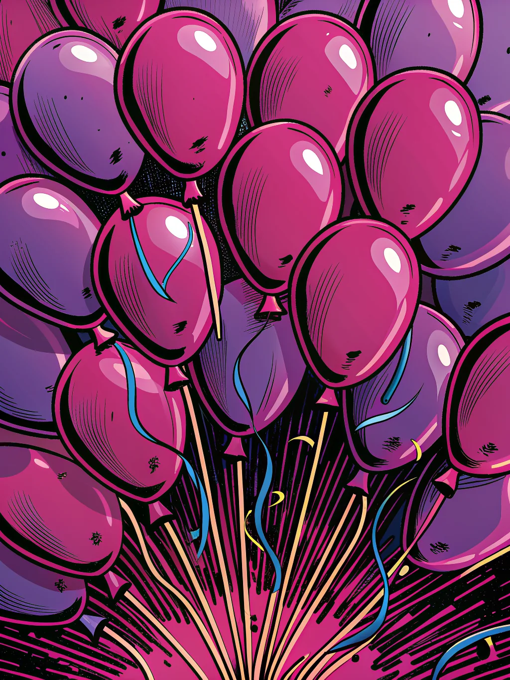 Rising balloons — birthday party invitation design