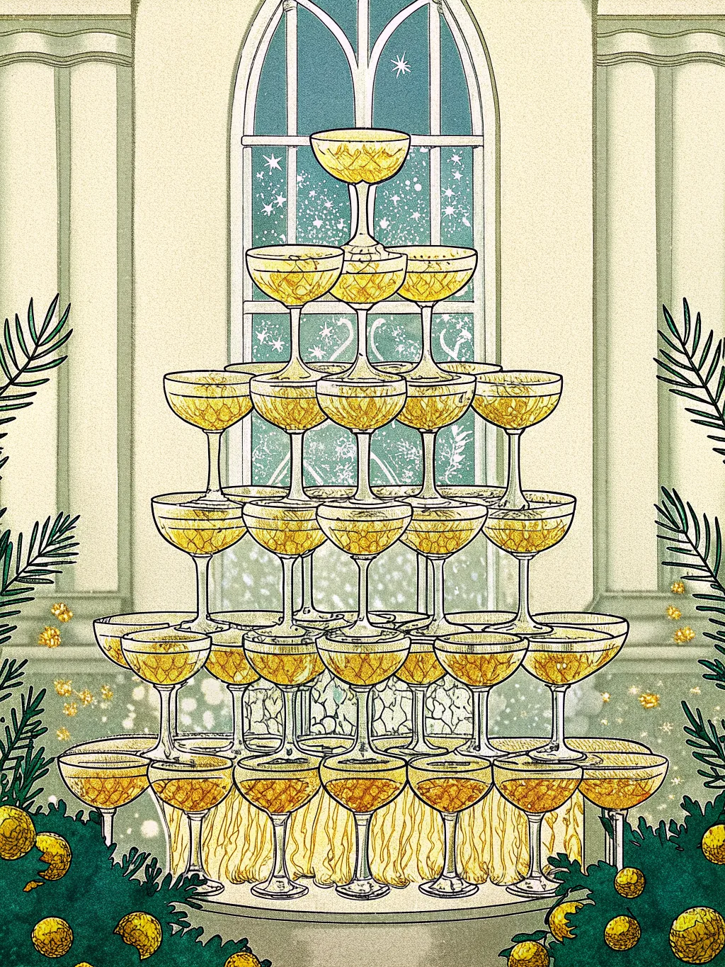 Champagne tower — birthday party invitation design
