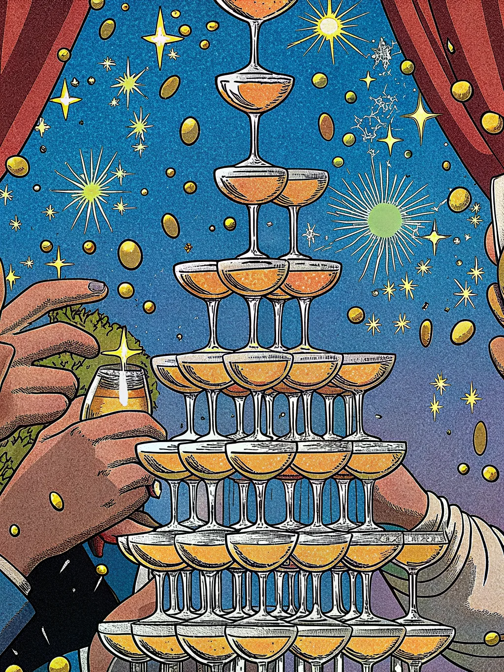 Champagne tower — graduation party invitation design