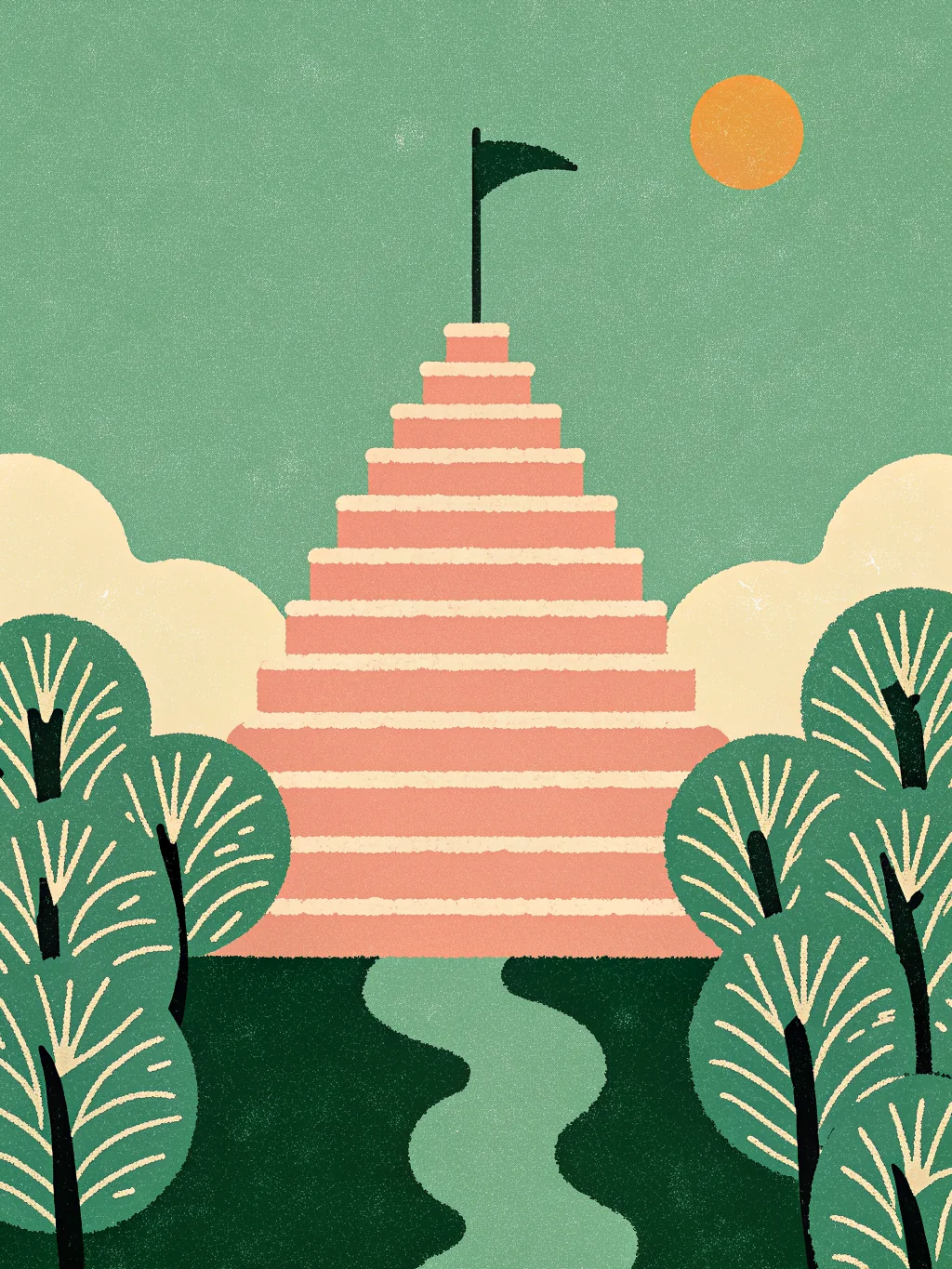 Steps and a flag — team offsite invitation design
