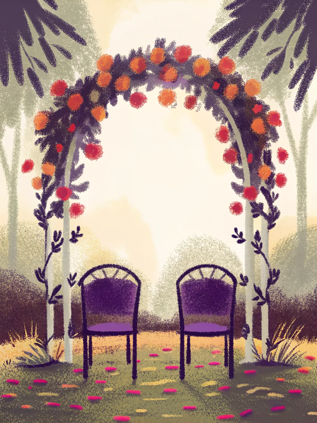 Wedding arch with two chairs — wedding & engagement invitation design