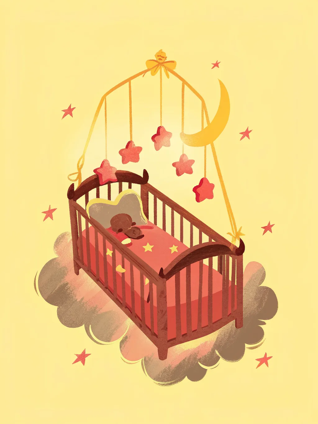 Cot and mobile — baby shower invitation design