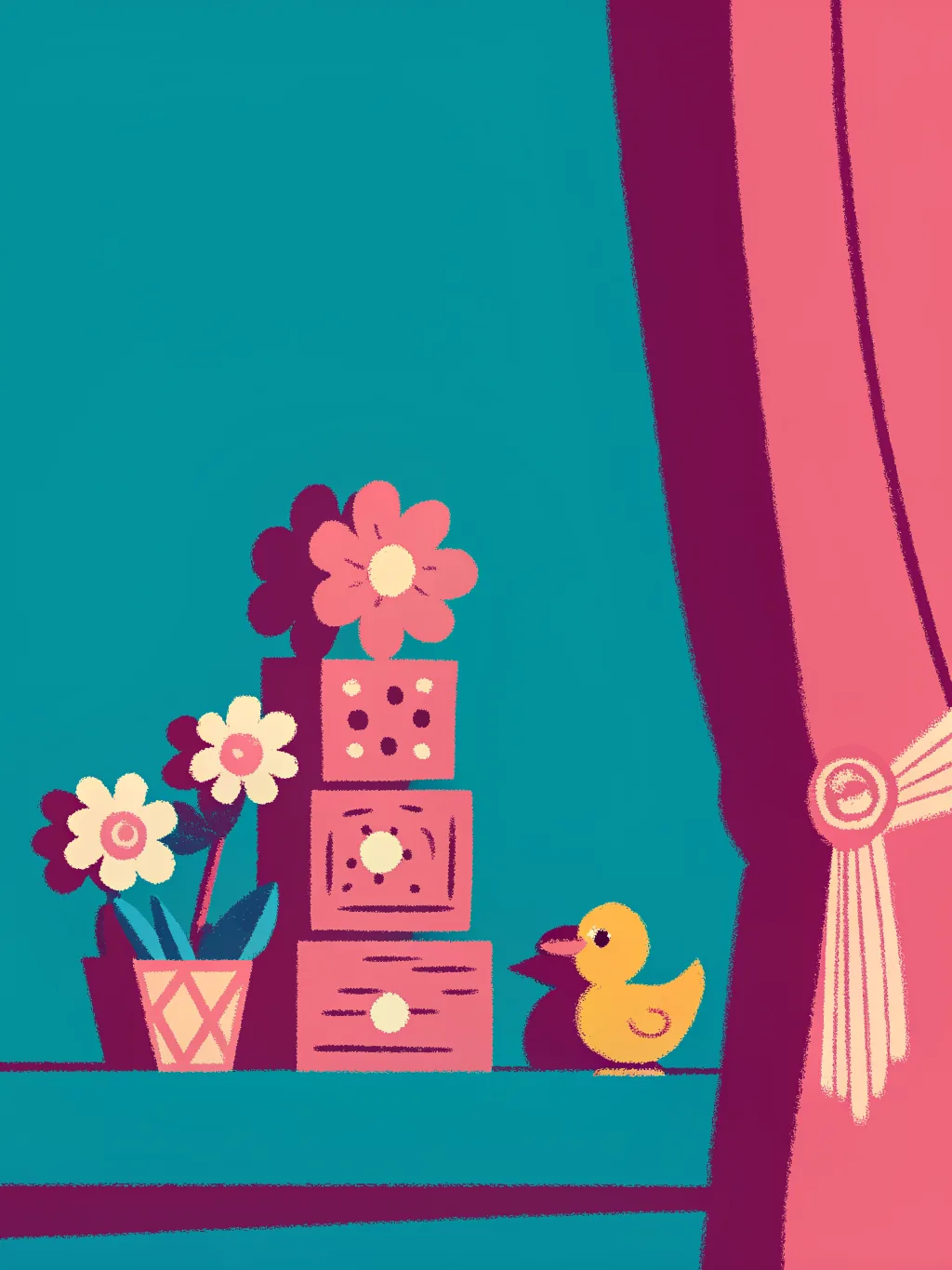 Toy blocks and a duck — baby shower invitation design