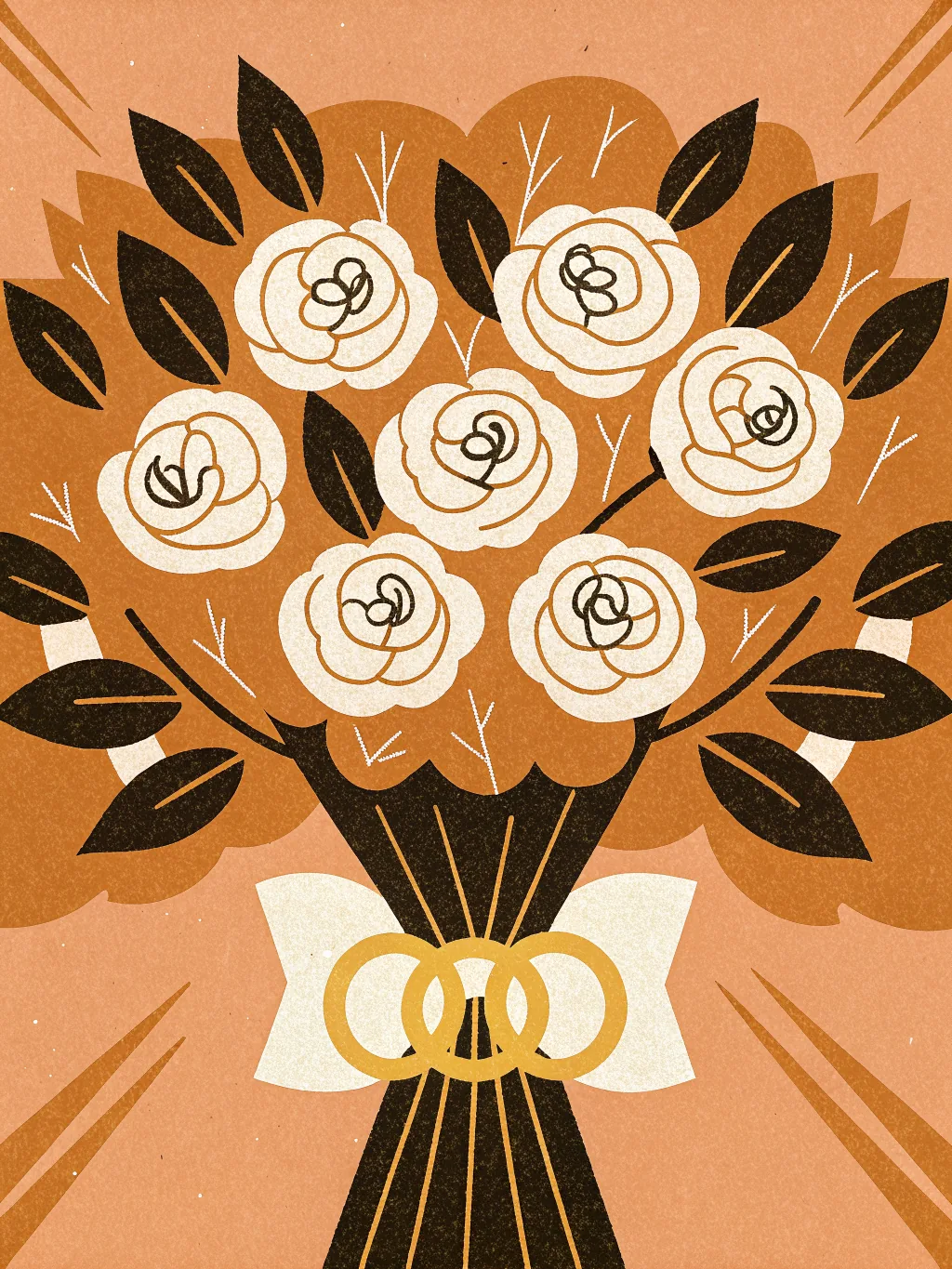 Rings on a bouquet — wedding & engagement invitation design