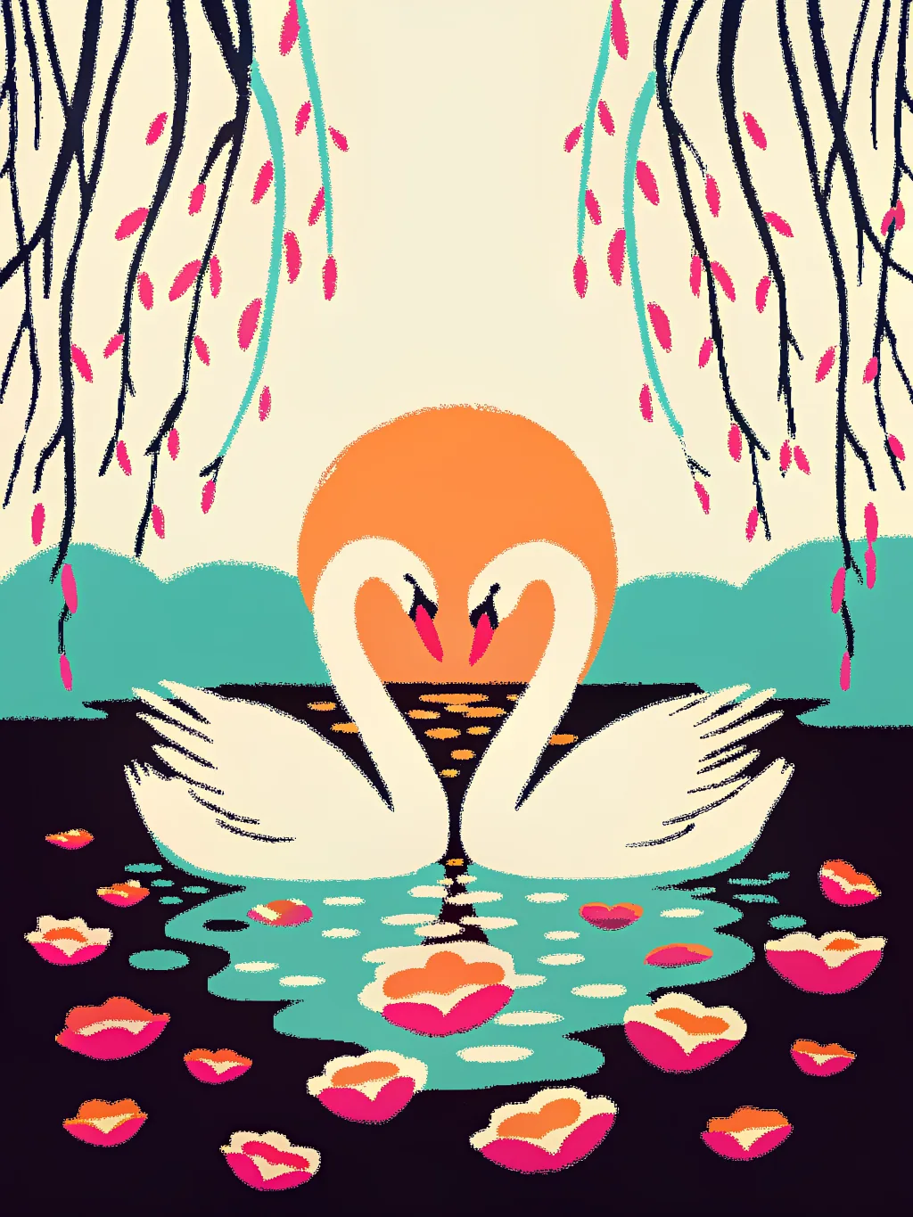 Swans on a lake — wedding & engagement invitation design
