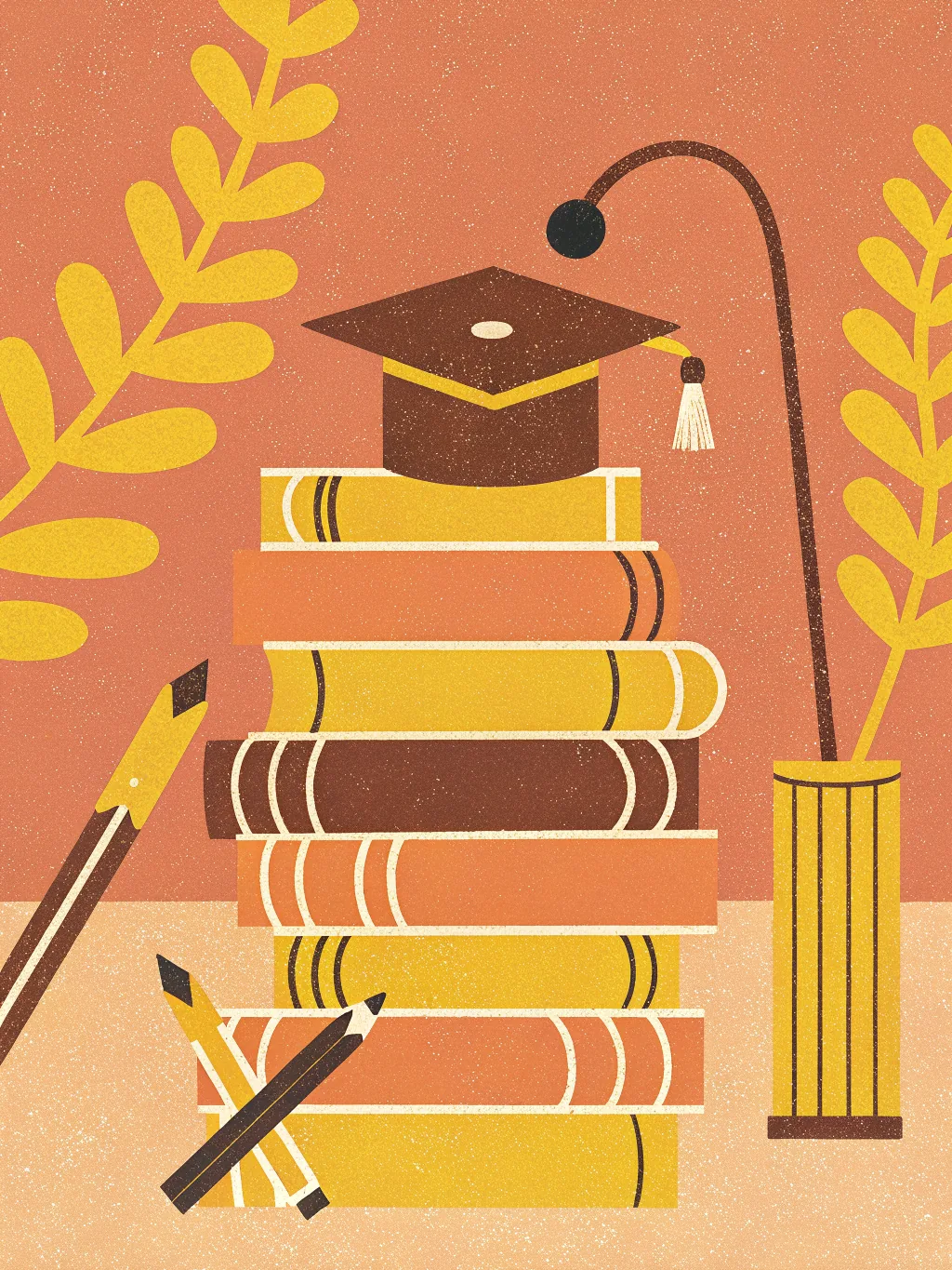 Cap on a stack of books — graduation party invitation design