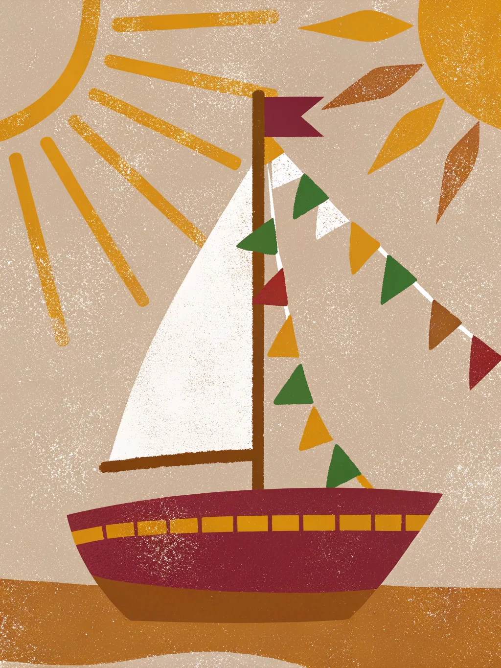 Sailboat with flags — retirement party invitation design