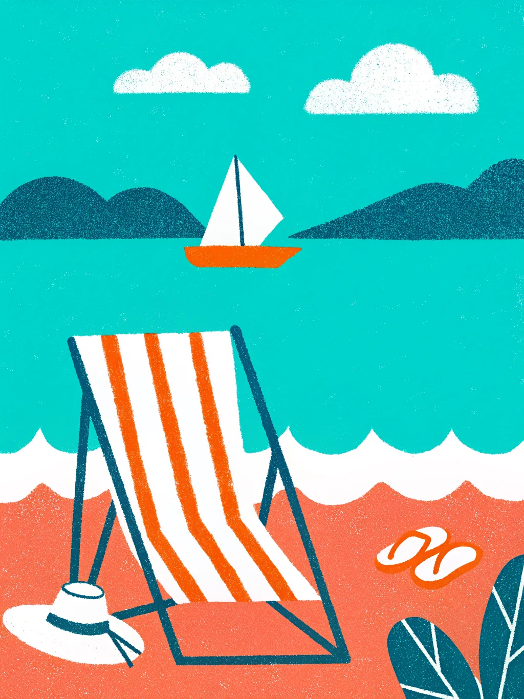 Deckchair on a beach — retirement party invitation design