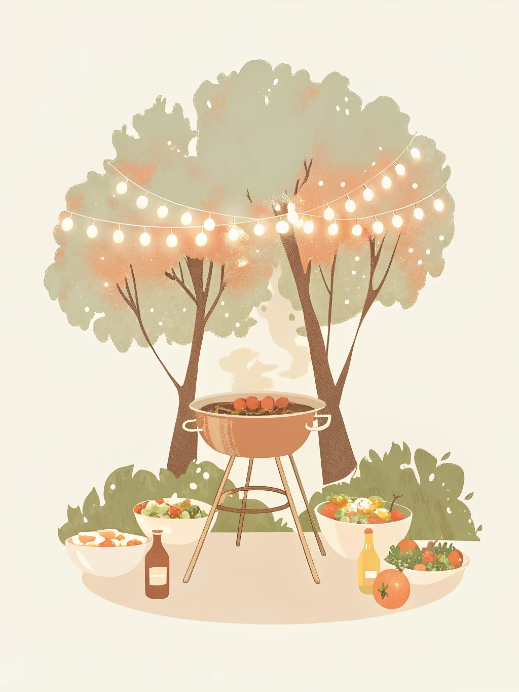 Barbecue in the garden — dinner party & get-together invitation design