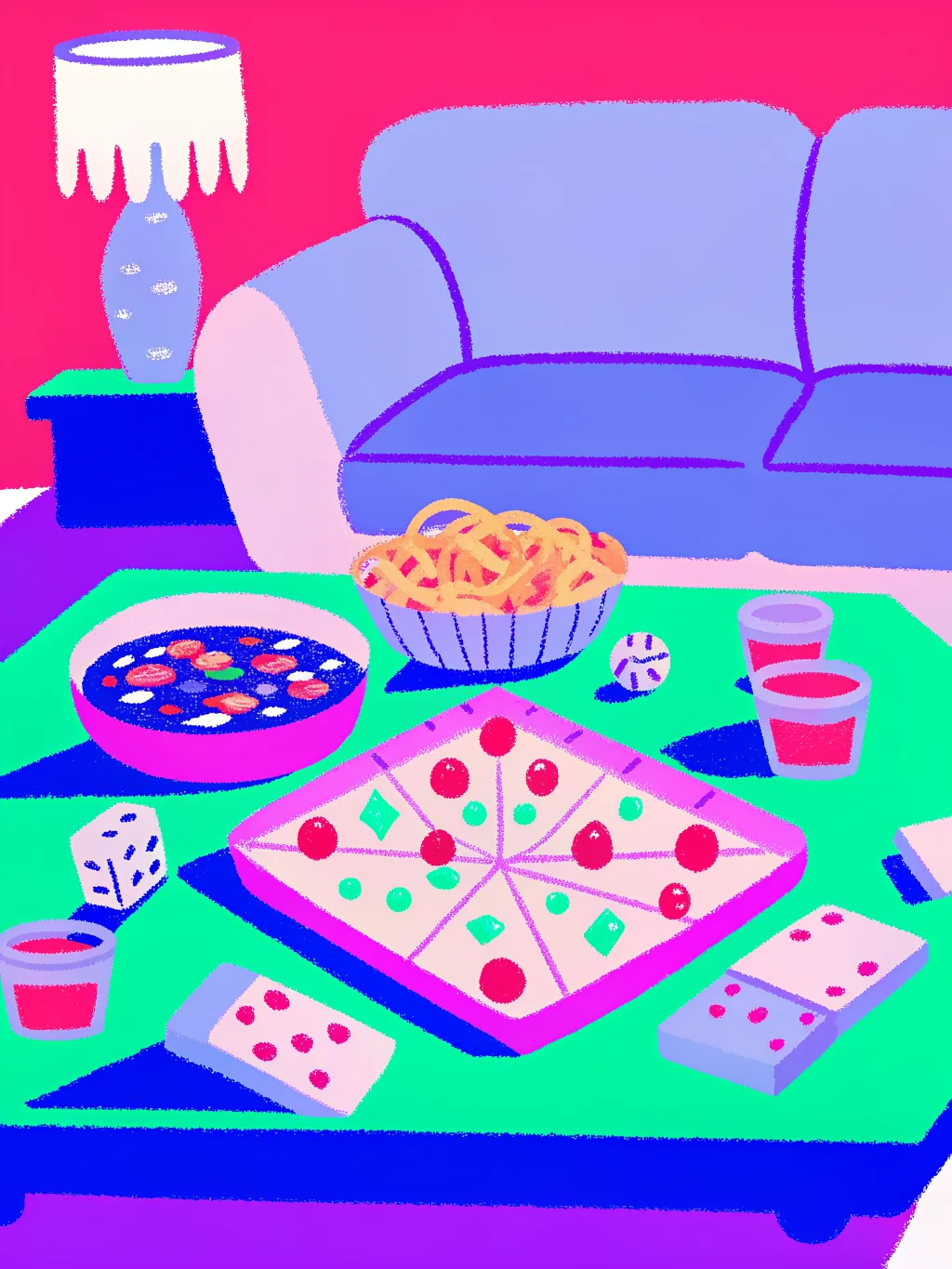 Pizza and board games — dinner party & get-together invitation design