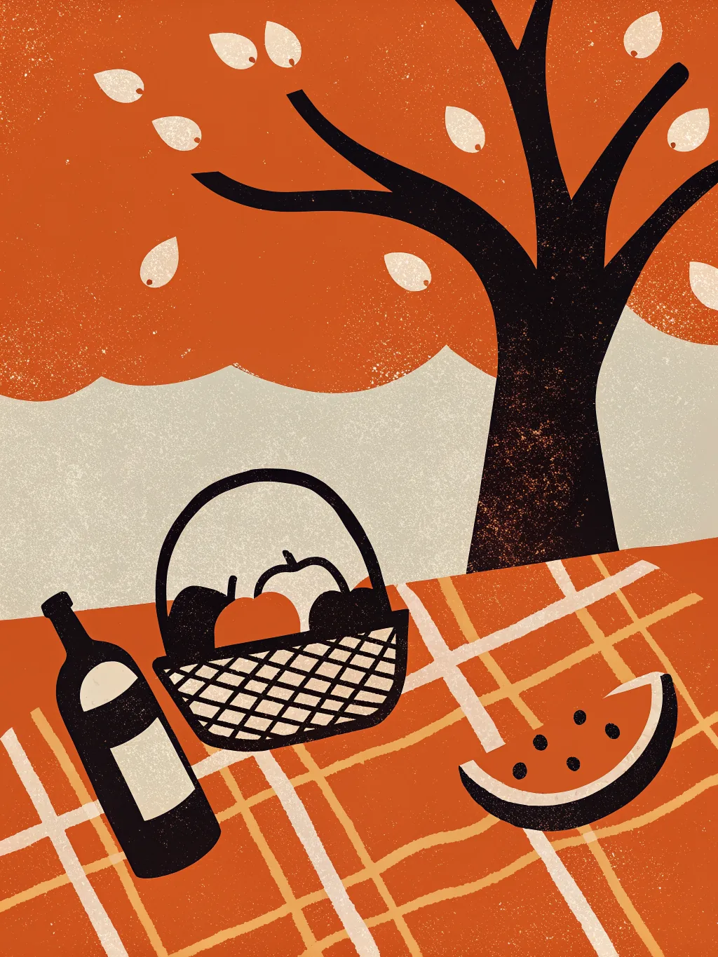 Picnic under a tree — dinner party & get-together invitation design