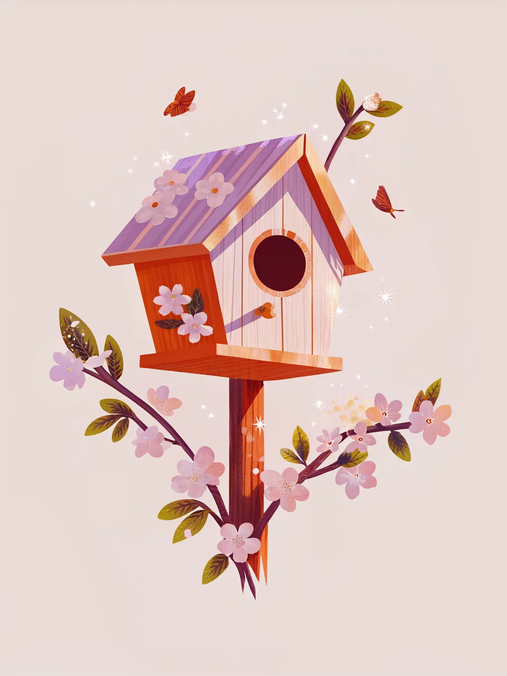 Vogelhuisje tussen bloesem – ontwerp voor beterschap