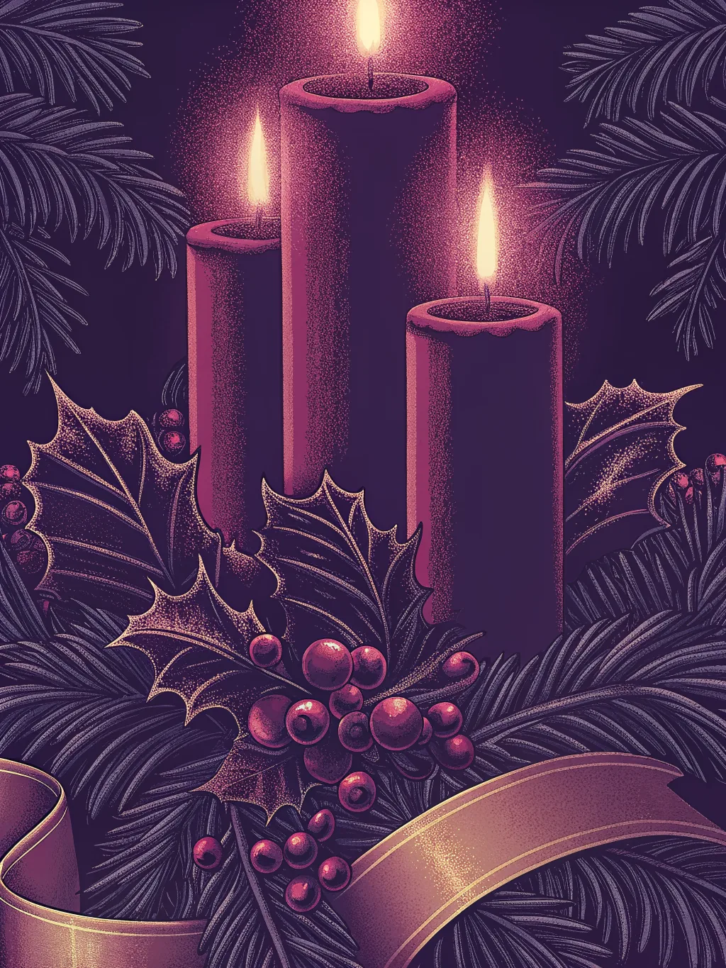 Candles and pine — office holiday party invitation design