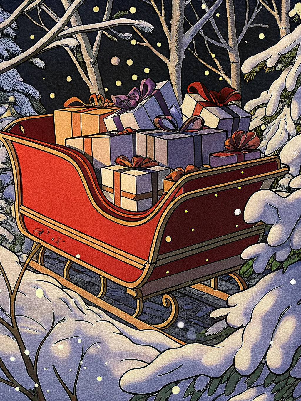 Loaded sleigh — office holiday party invitation design