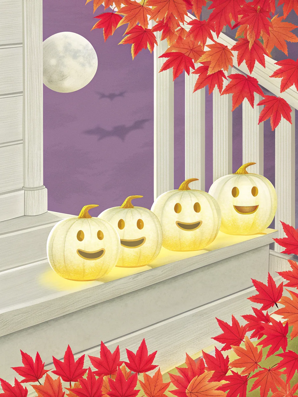 Smiling jack-o’-lanterns — Halloween card design