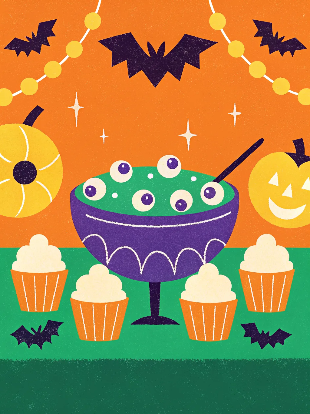 A Halloween party table with punch — Halloween card design