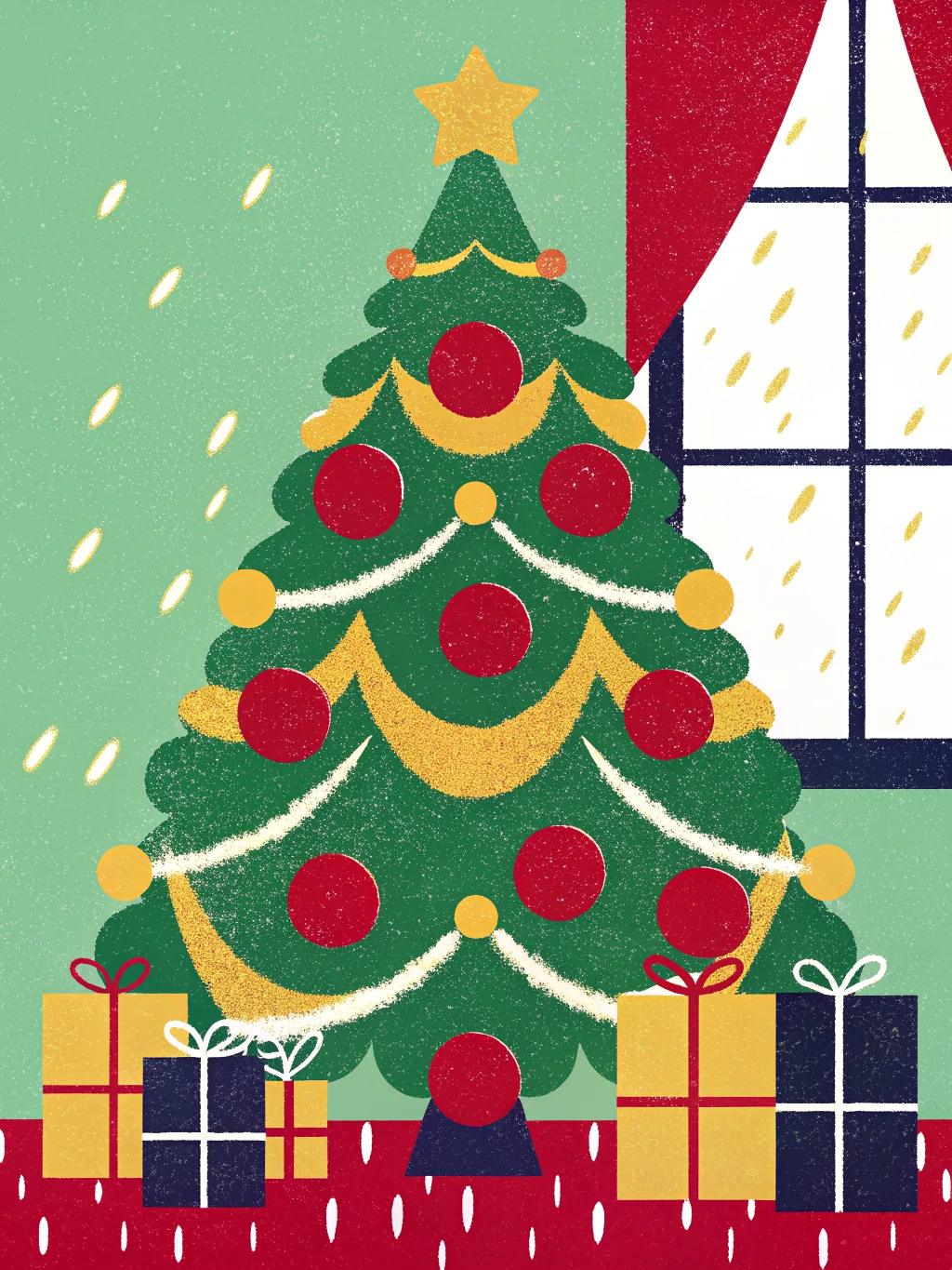 A decorated tree with presents underneath — Christmas party invitation design