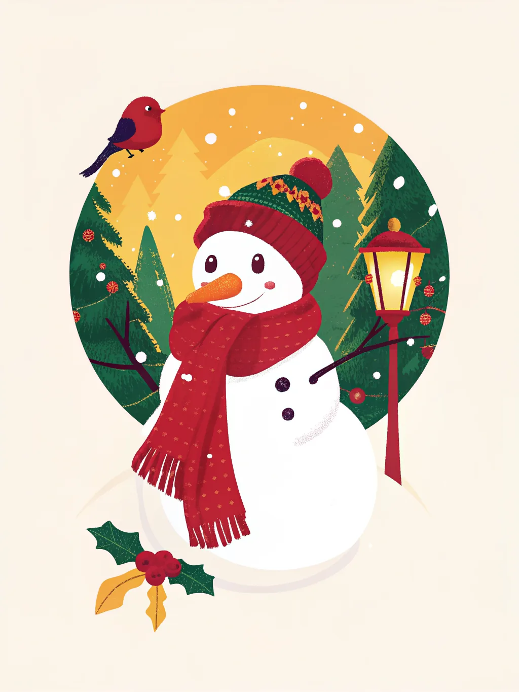 A snowman in a red scarf — Christmas party invitation design