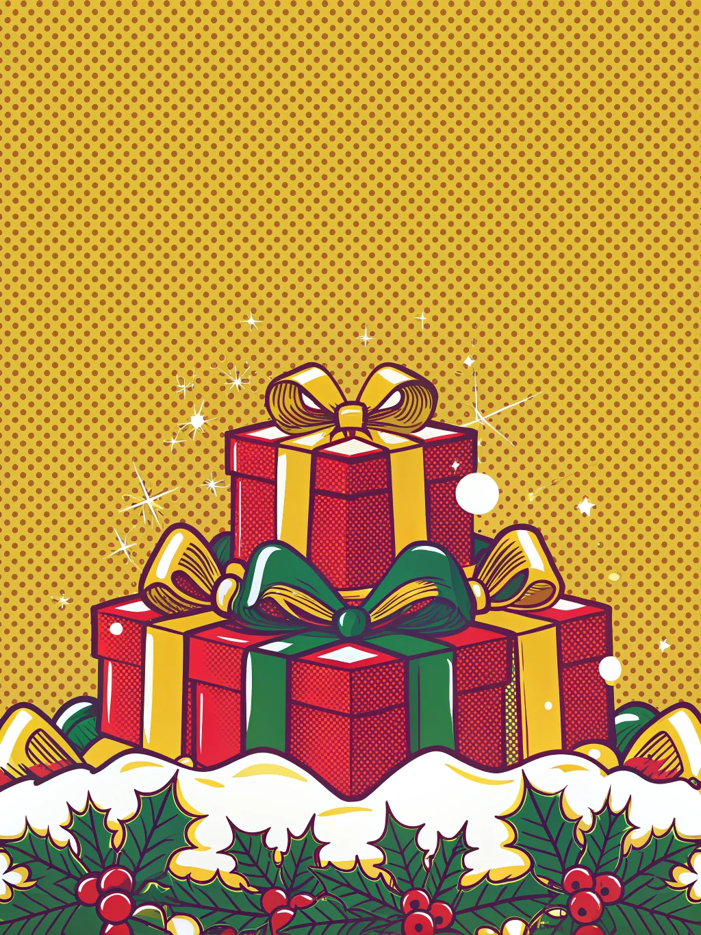A pile of wrapped presents — Christmas party invitation design