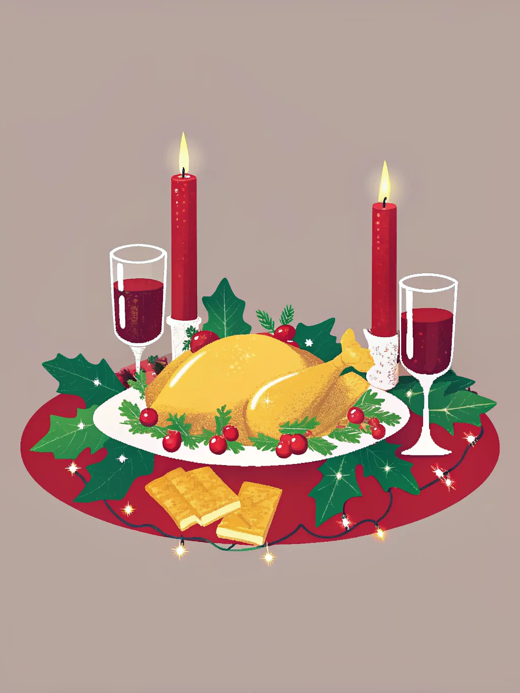 A Christmas dinner table with candles — Christmas party invitation design