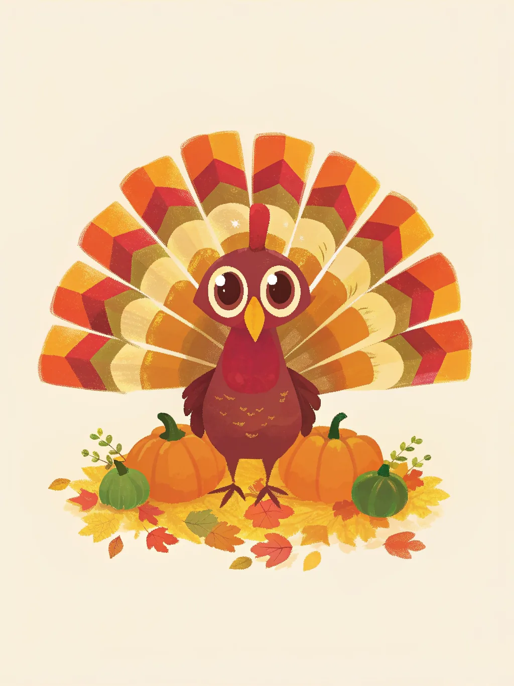 A cartoon turkey among pumpkins — Thanksgiving dinner invitation design