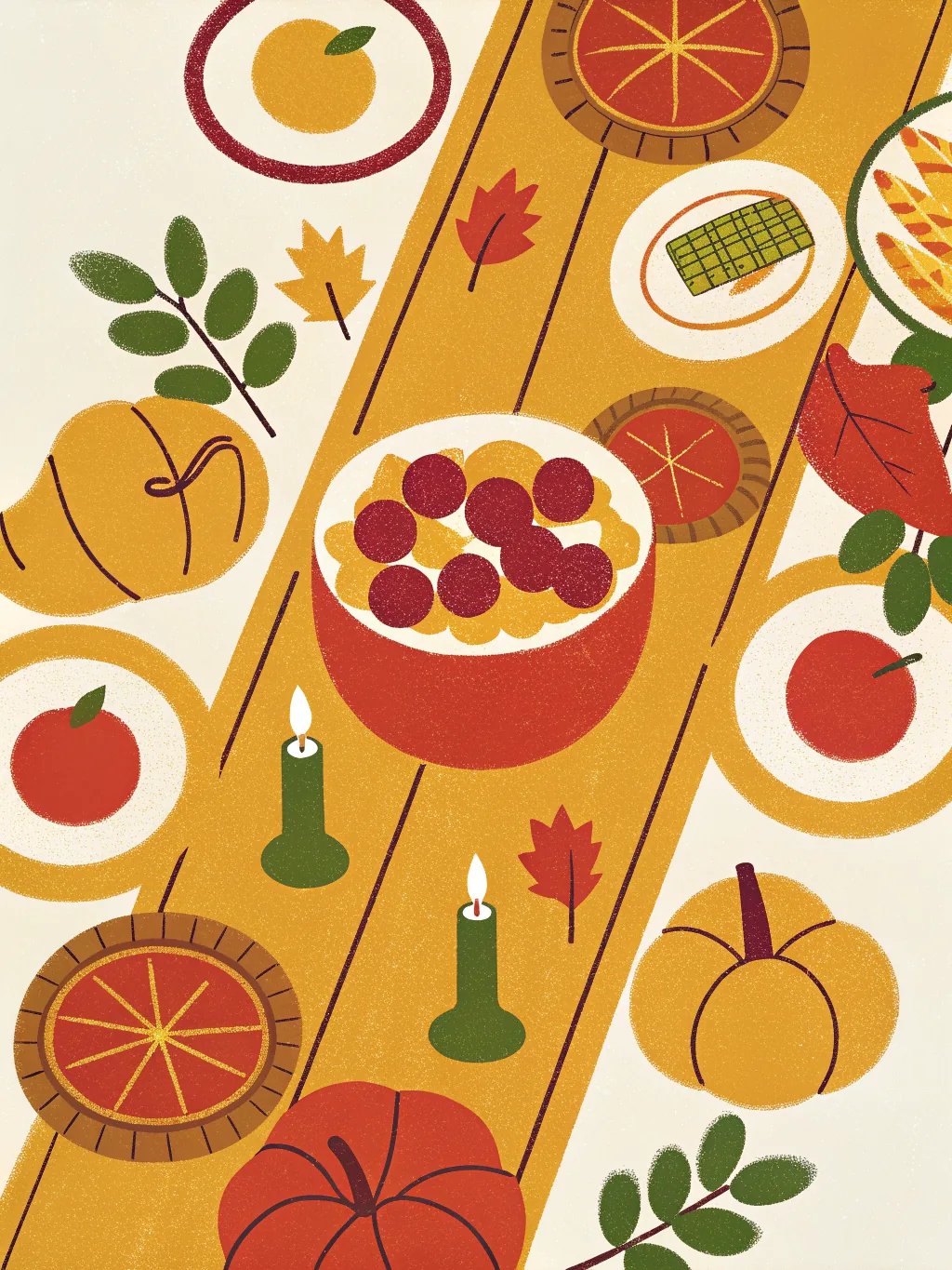 A table laid for an autumn feast — Thanksgiving dinner invitation design