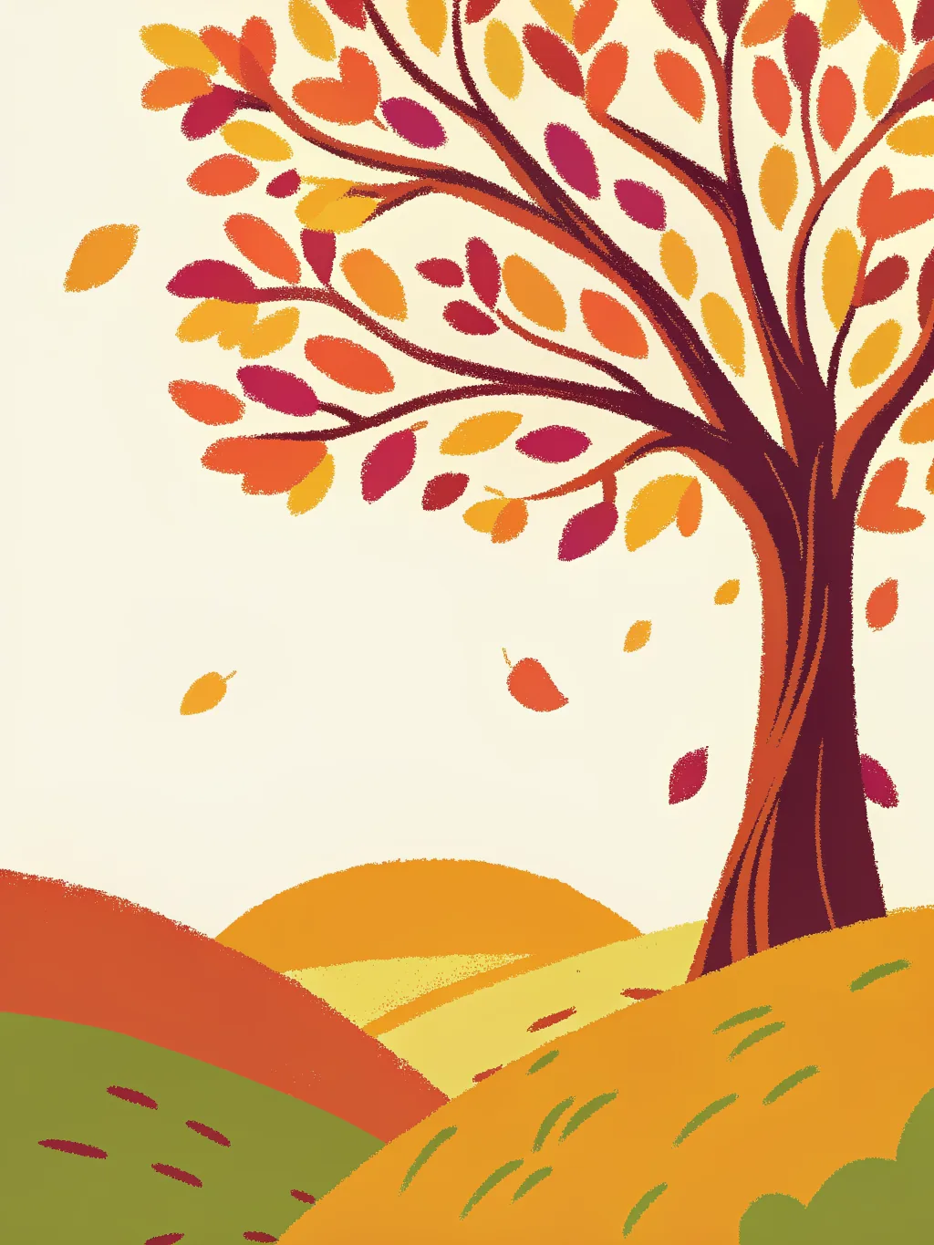 An autumn tree dropping its leaves — Thanksgiving dinner invitation design