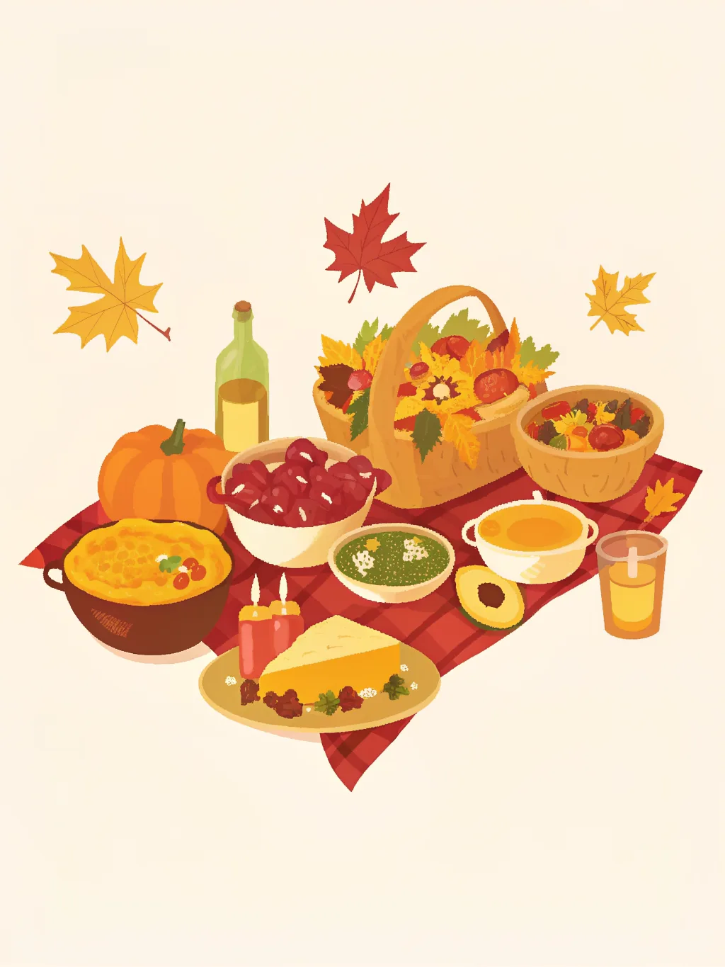 A table of potluck dishes — Thanksgiving dinner invitation design