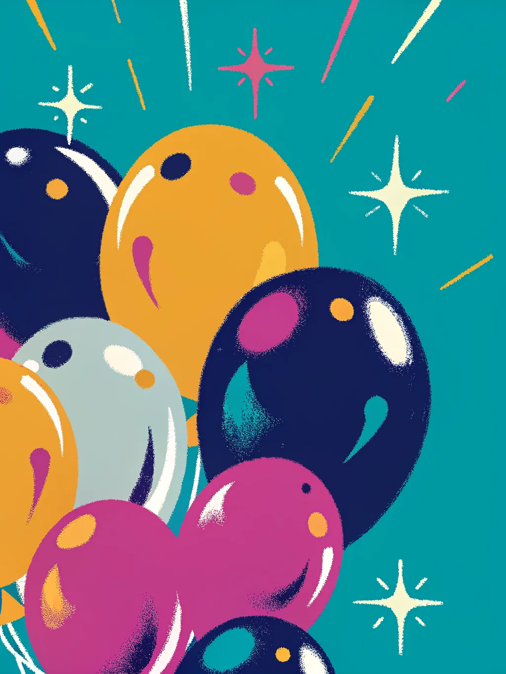Ballonnen in goud, marineblauw en roze – ontwerp voor feestdagen