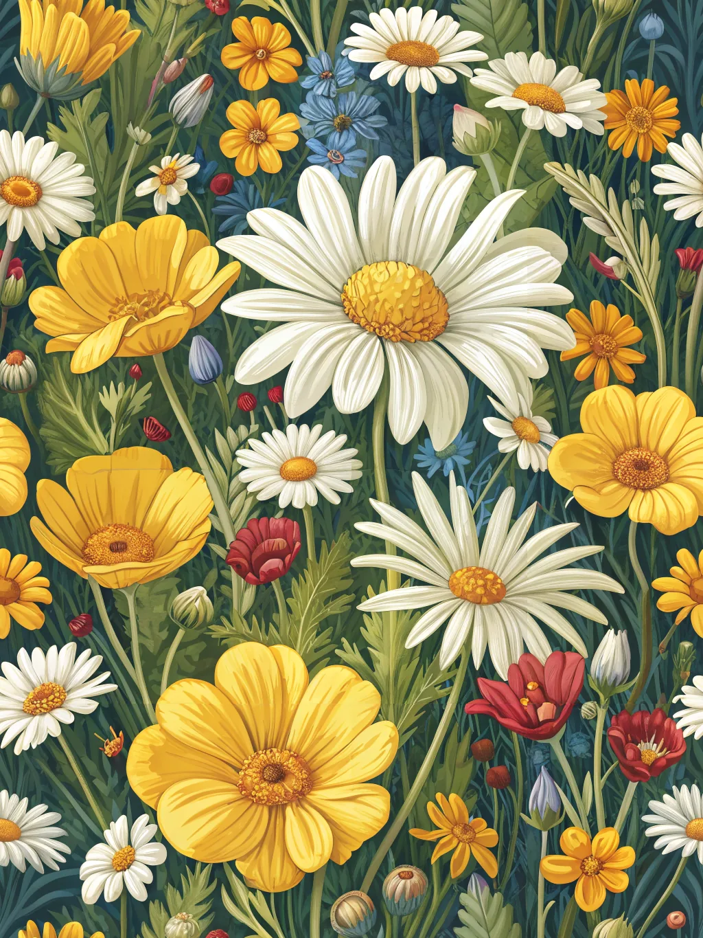 Daisy pattern — dinner party & get-together invitation design