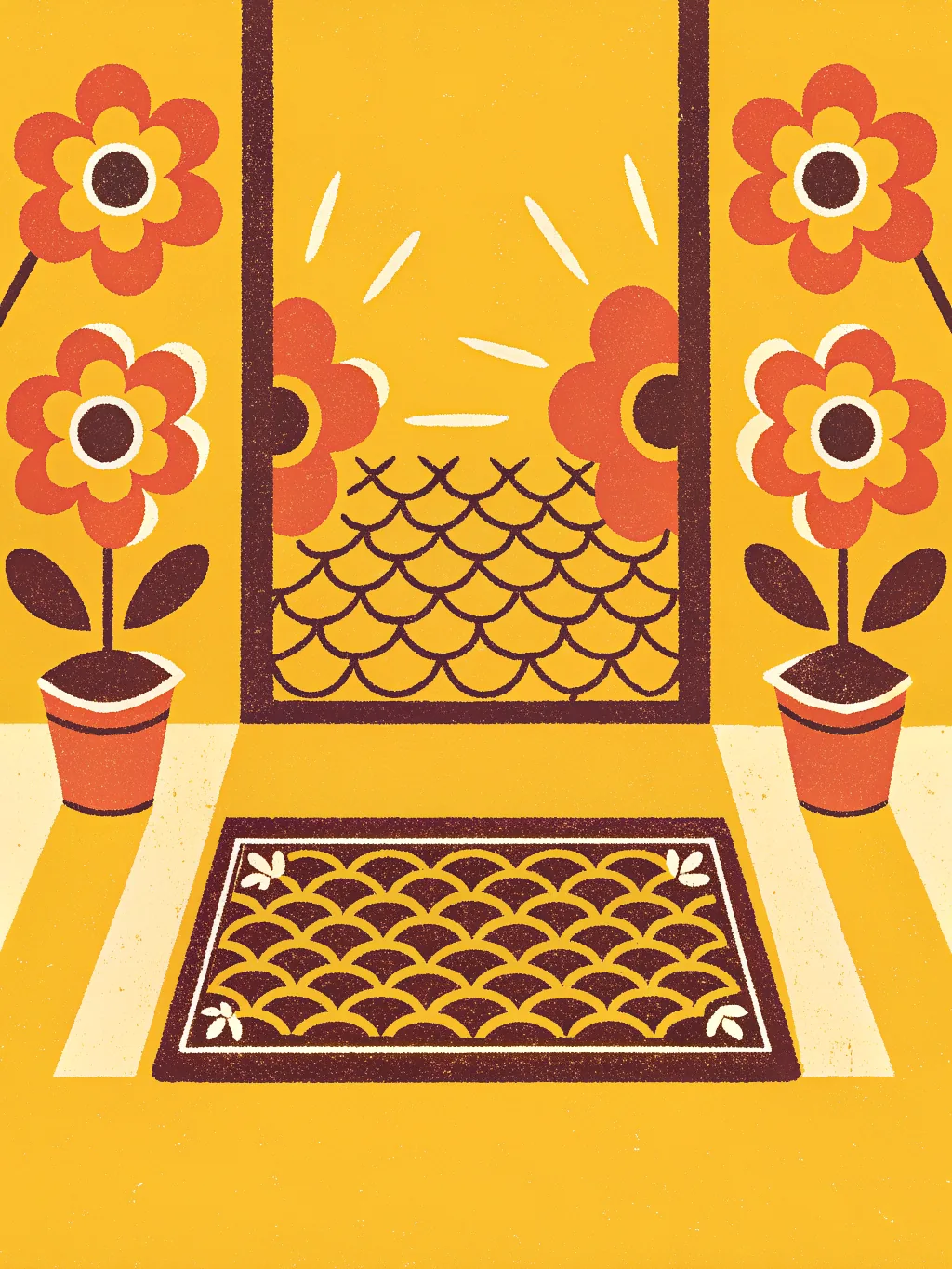 Deurmat en bloempotten – ontwerp voor welkom